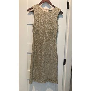 Lauren Ralph Lauren green tag Womens dress size 4 gold lace